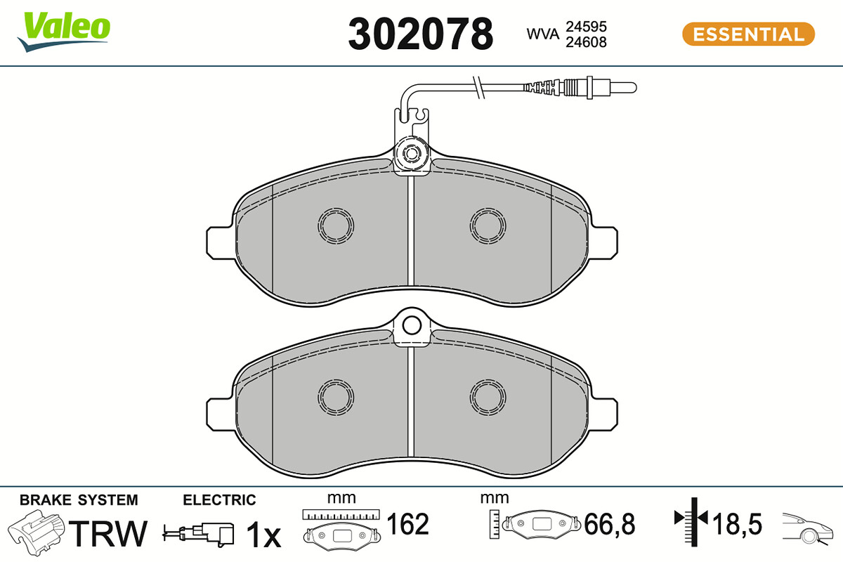 Jeu de 4 plaquettes de frein VALEO ref. 302078